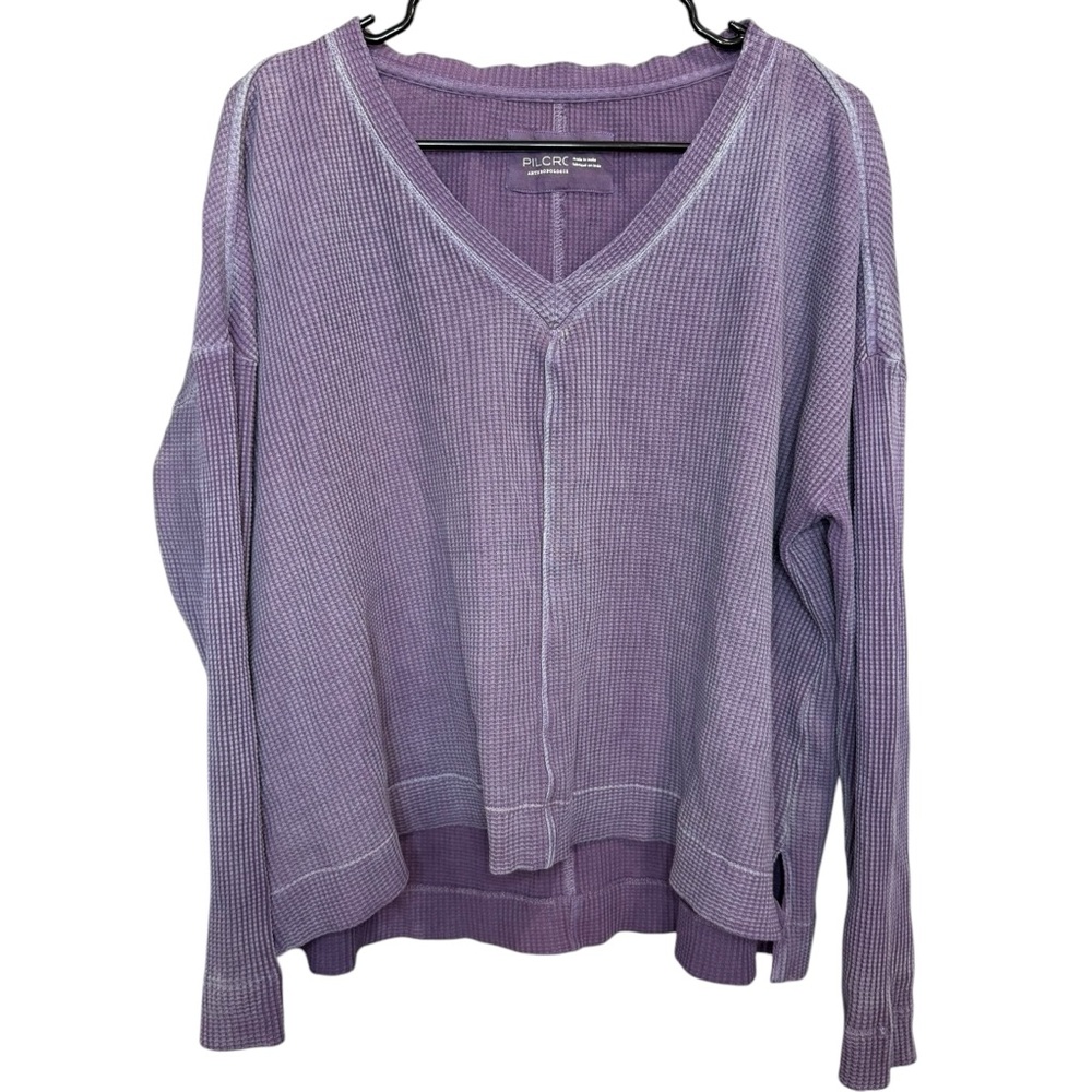 Pilcro Moira Pullover Anthropologie Oversized Long Sleeve V Neck Blouse Top XS